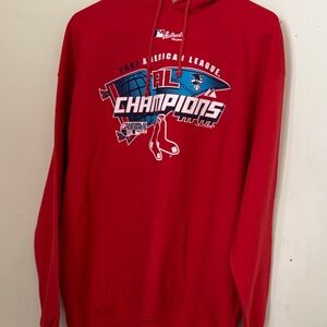Lee Red Pullover Hoodie with Multicolor Champion Graphic